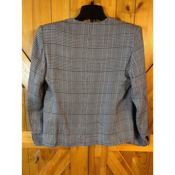VINTAGE Gilmor Womens Lined Black White Houndstooth Blazer READ Size 10 (5176) - Picture 7 of 8